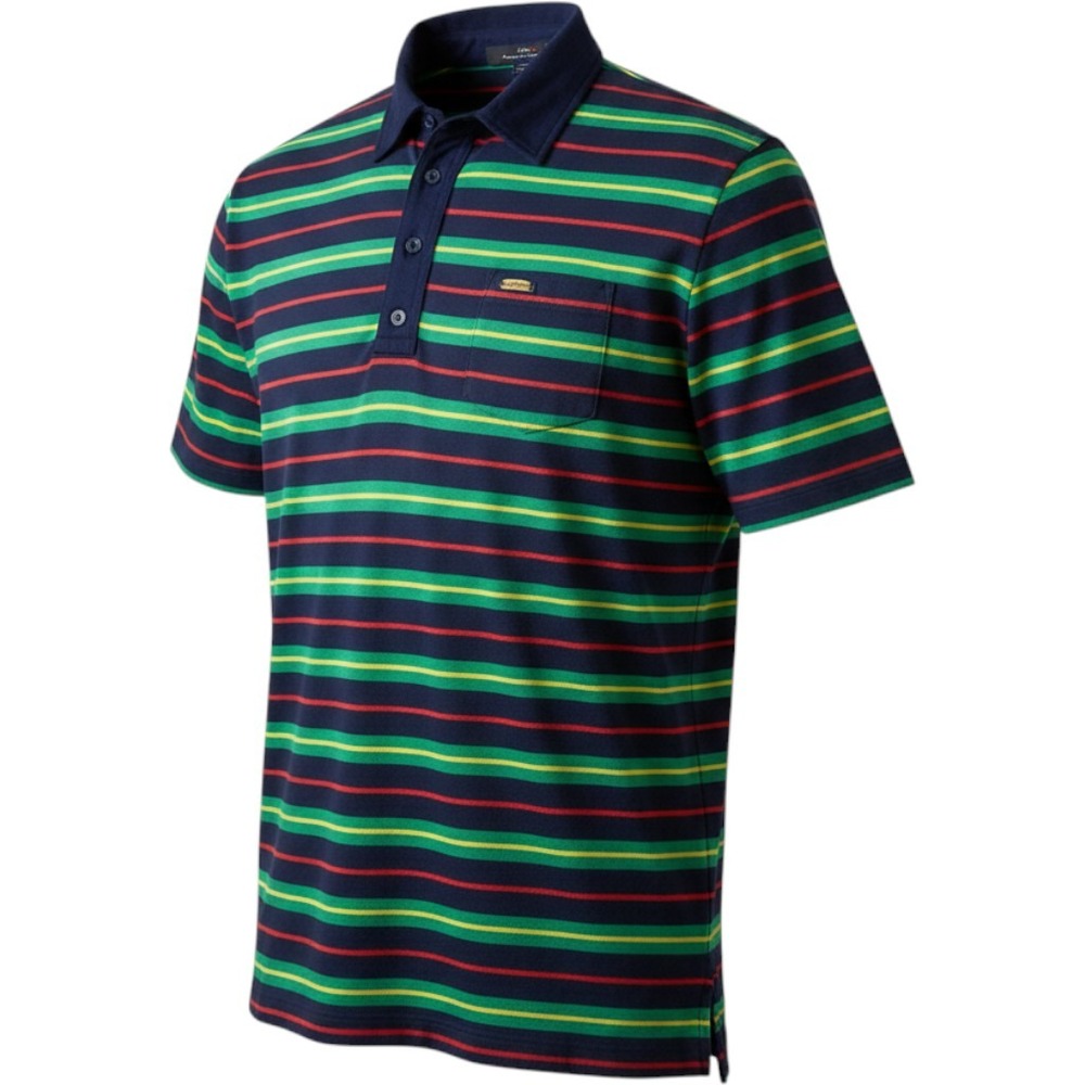 RLX Ralph Lauren Polo Shirt Large Striped Metal Logo Performance Golf NWOT